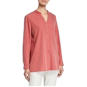 Eileen Fisher Petite Medium Rose Tencel Lyocell Button Up Blouse S190SZ